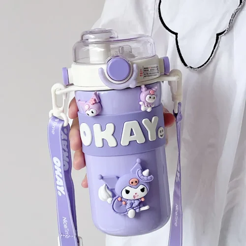 Kuromi Cartoon Multifunctional Straw Insulated Mug