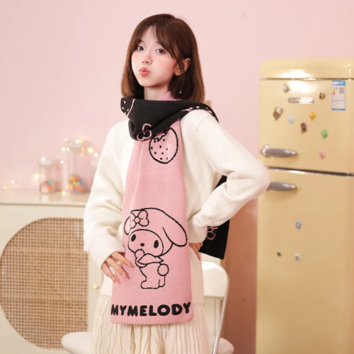 MyMelody Cartoon Two-color Knitted Scarf