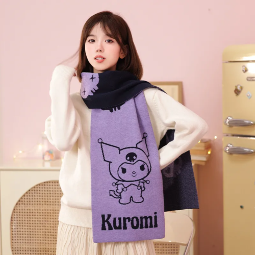 Kuromi Two Color Cute Knitted Scarf