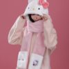 HelloKitty Sweet and Cute Pink Scarf Hat Gloves