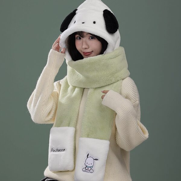 Pochacco Sweet and Cute Scarf Hat Gloves