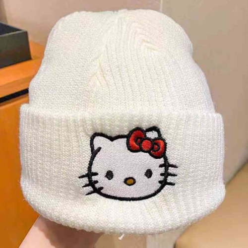 HelloKitty Cute and sweet white knit hat