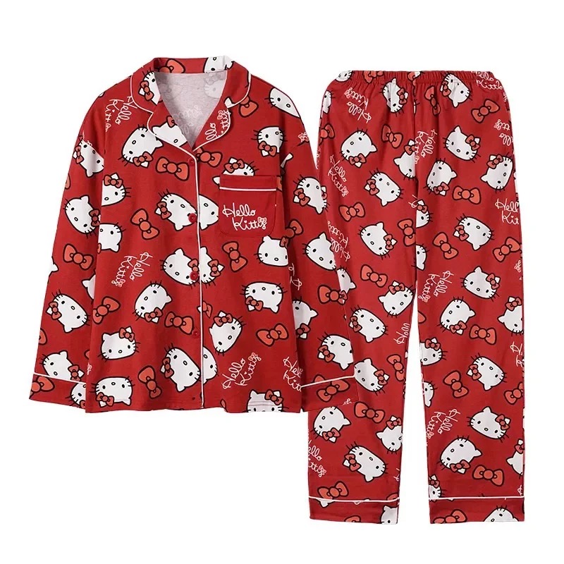 HelloKitty Cute Red Long Sleeve Long Pants Loungewear Set