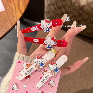 HelloKitty Pair of Cartoon Sweet Red Bangs Fun Hair Clips