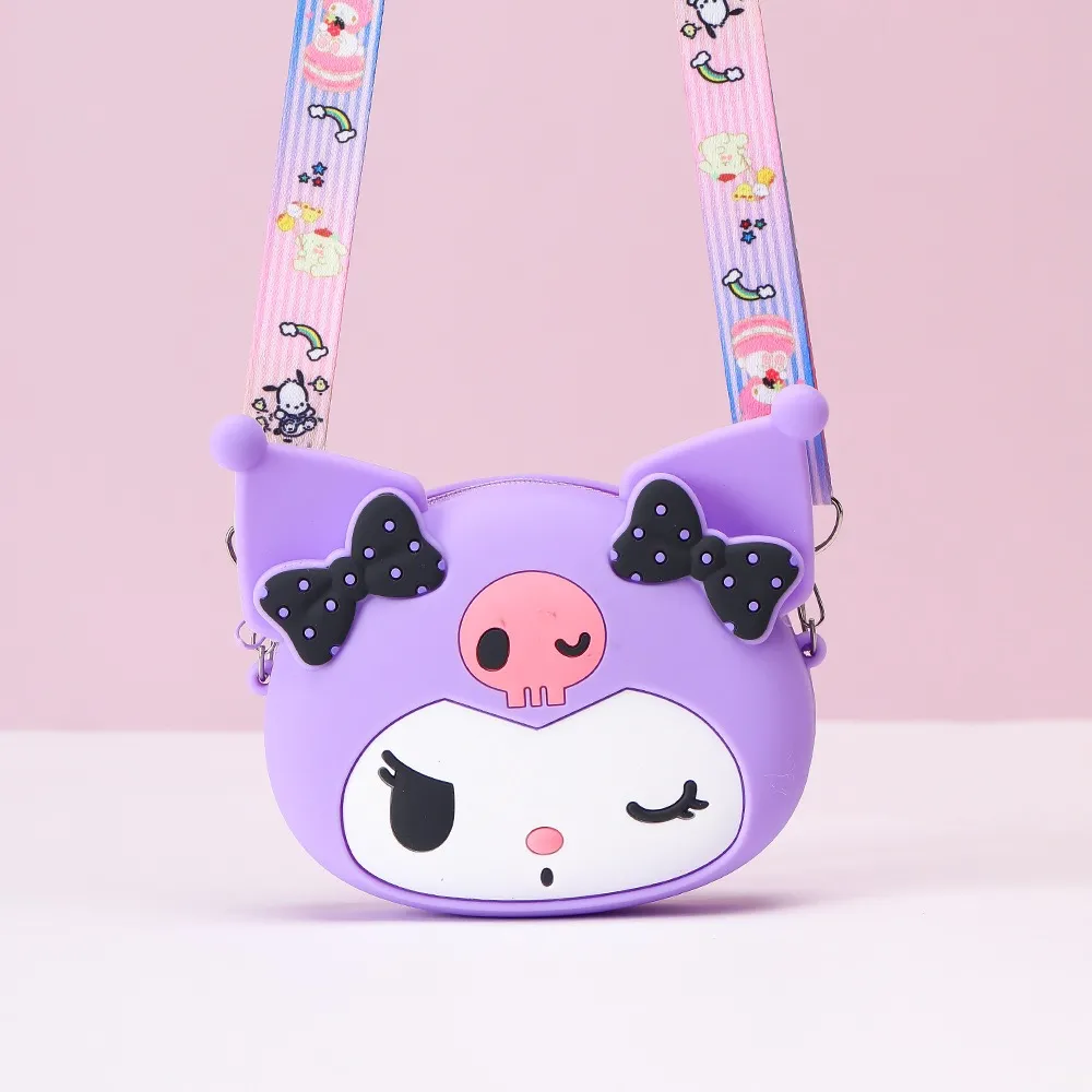 Kuromi Purple Kids Silicone Crossbody Coin Purse