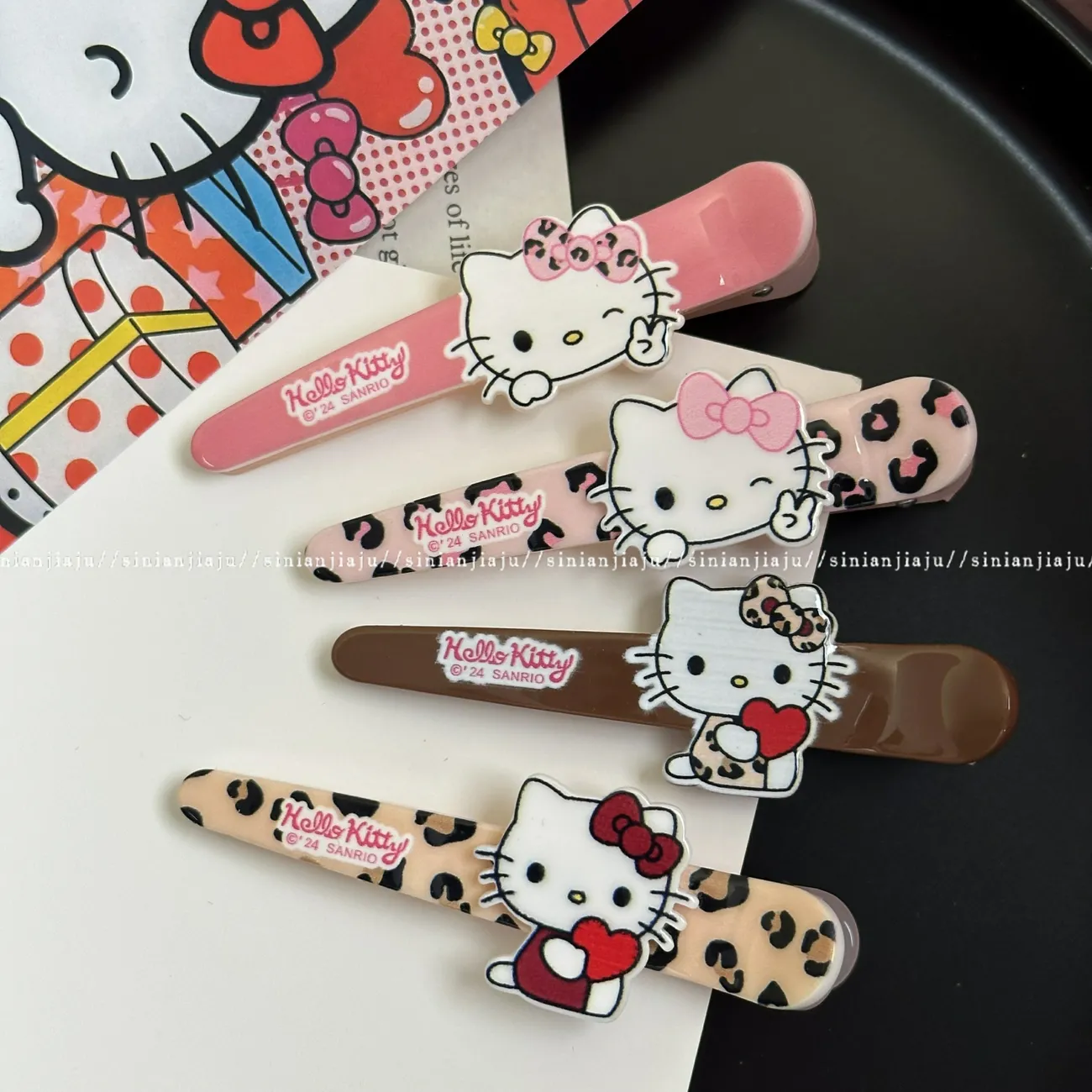 HelloKitty Cute Leopard 2 Pair Fun Duckbill Clip Hair Accessories