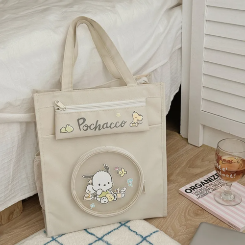 Pochacco Cute White Daily Commuter Large Capacity Computer Organizer Bag