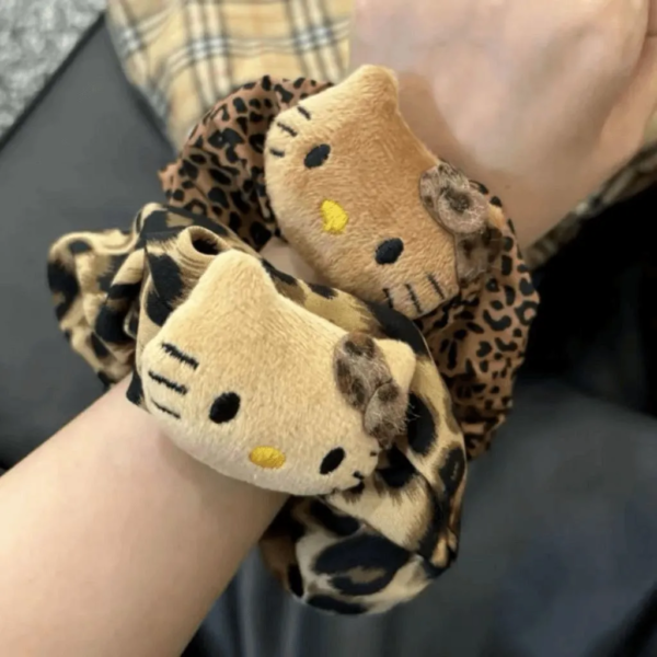 HelloKitty Leopard Print Cute Plush Hair Rope Head