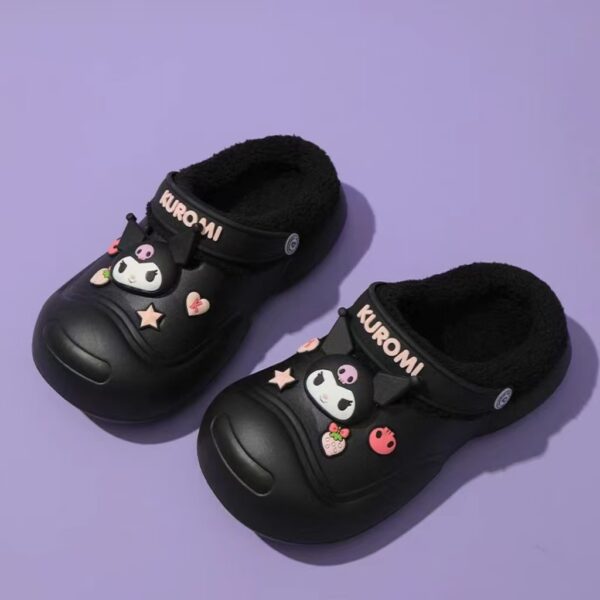 Kuromi Cute Plush Two Wear Hole Shoes