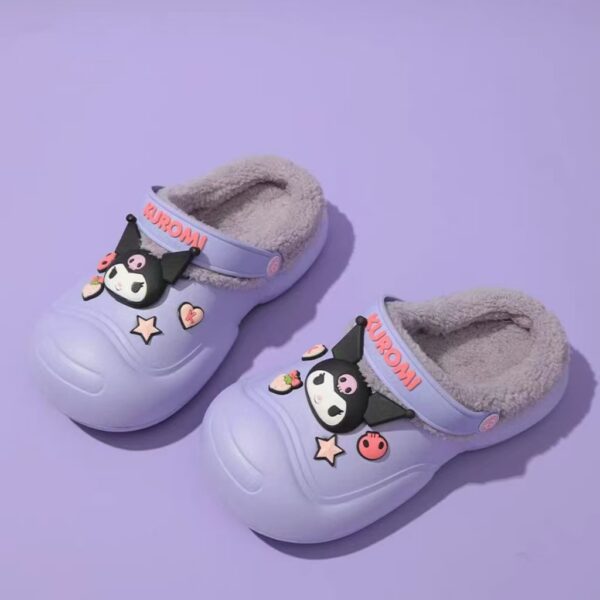 Kuromi Cute Purple Plush Double Wear Hole Shoes