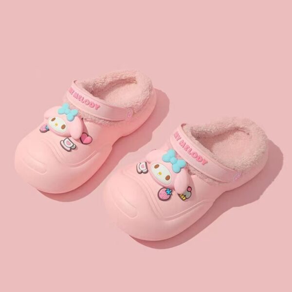 MyMelody Cute Pink Plush Double Wear Hole Shoes