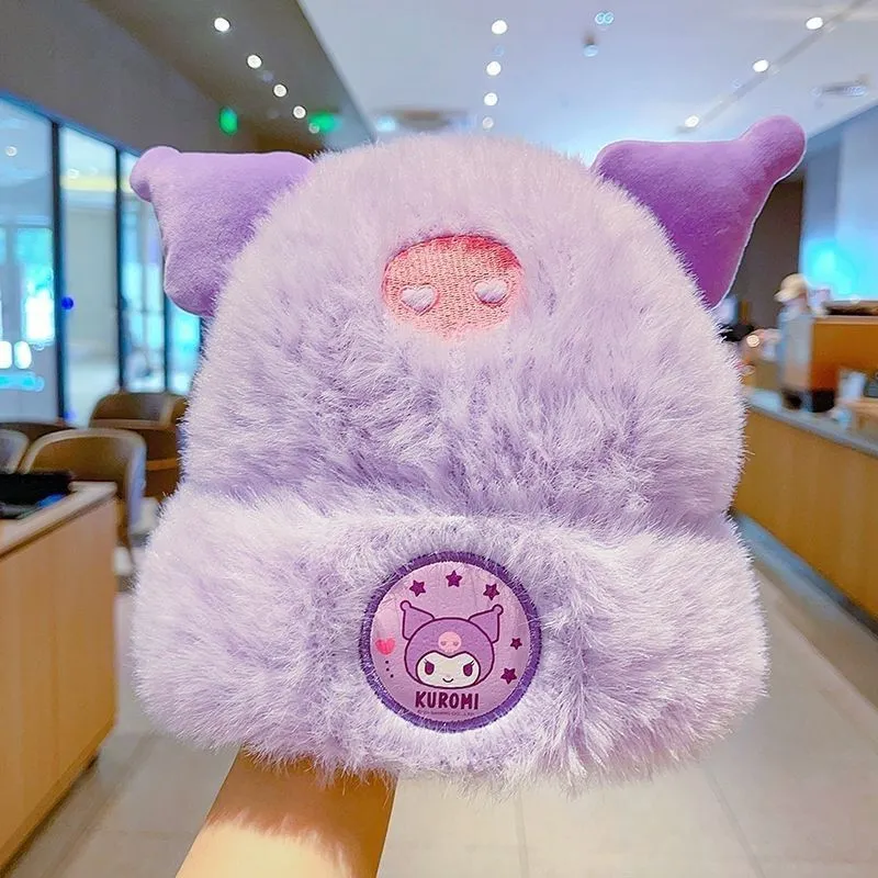 Kuromi Cute and Sweet Purple Plush Warm Hat