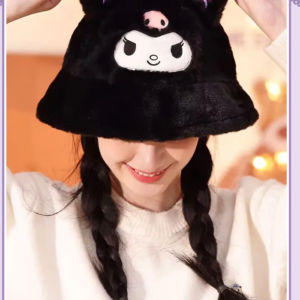 Kuromi Cute and sweet black plush cartoon hat