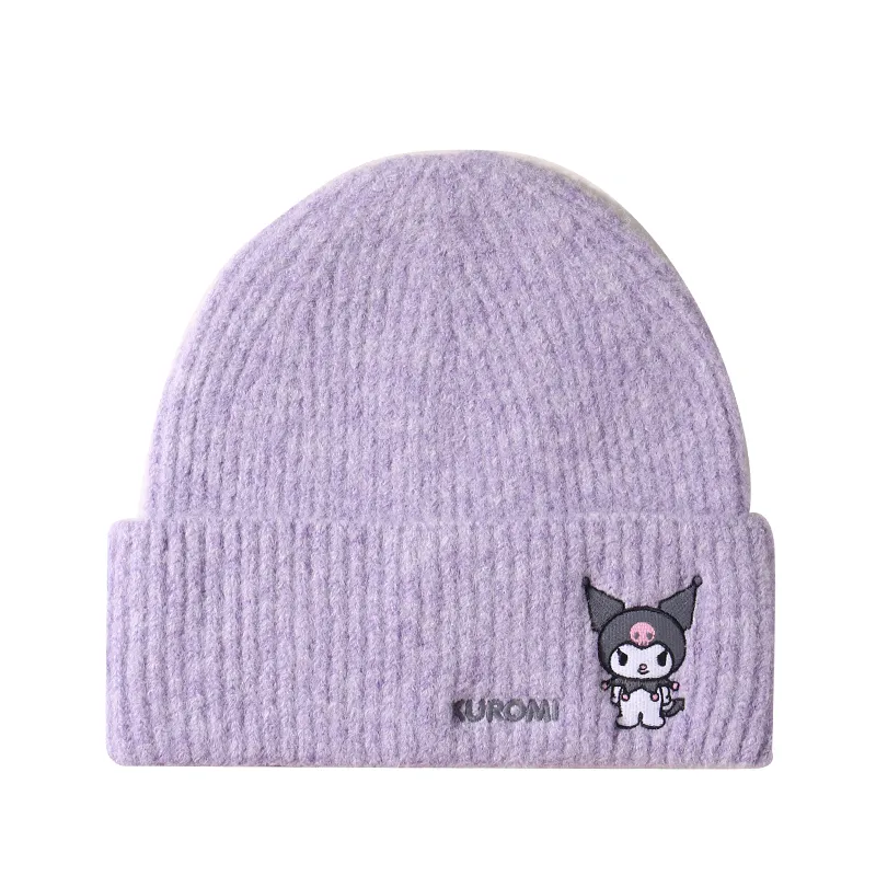 Kuromi Cute Purple Windproof Embroidered Knit Hat
