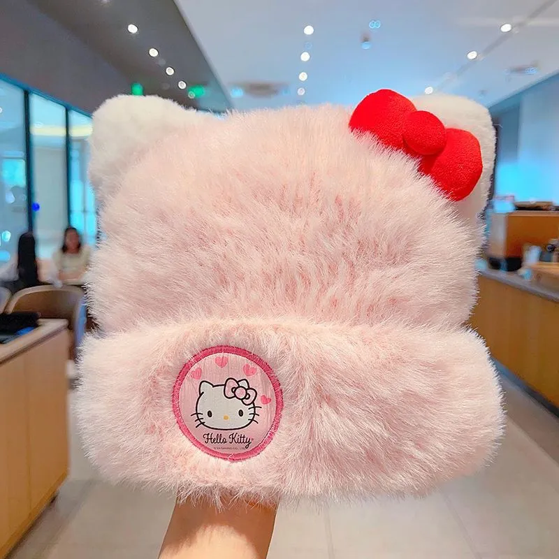 HelloKitty Cute and Sweet Pink Plush Warm Hat